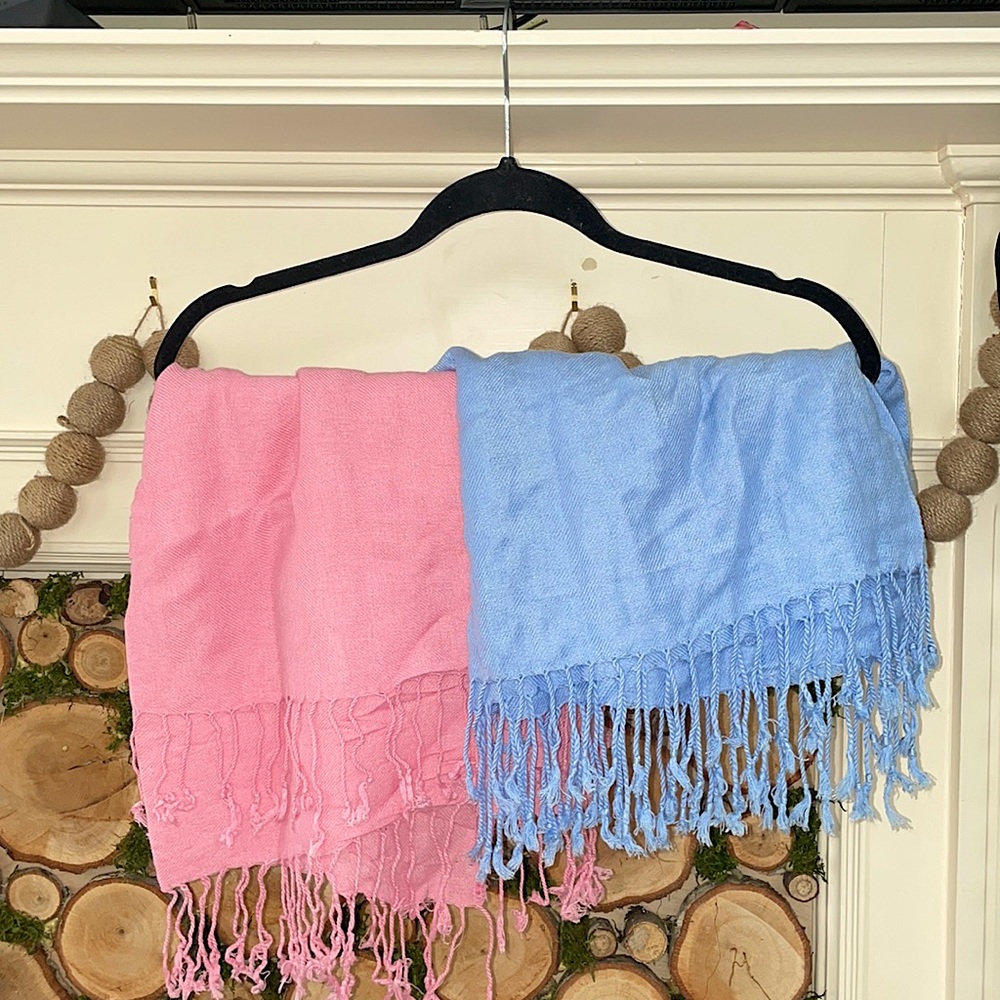 Pink & blue super soft pashmina scarves gently used, still good for new home! :)